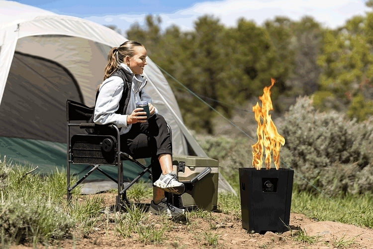 Live Outdoor Firestorm® Propane Fire Pit Makes 24-Inch Tall Flames & Collapses For Easy Transport